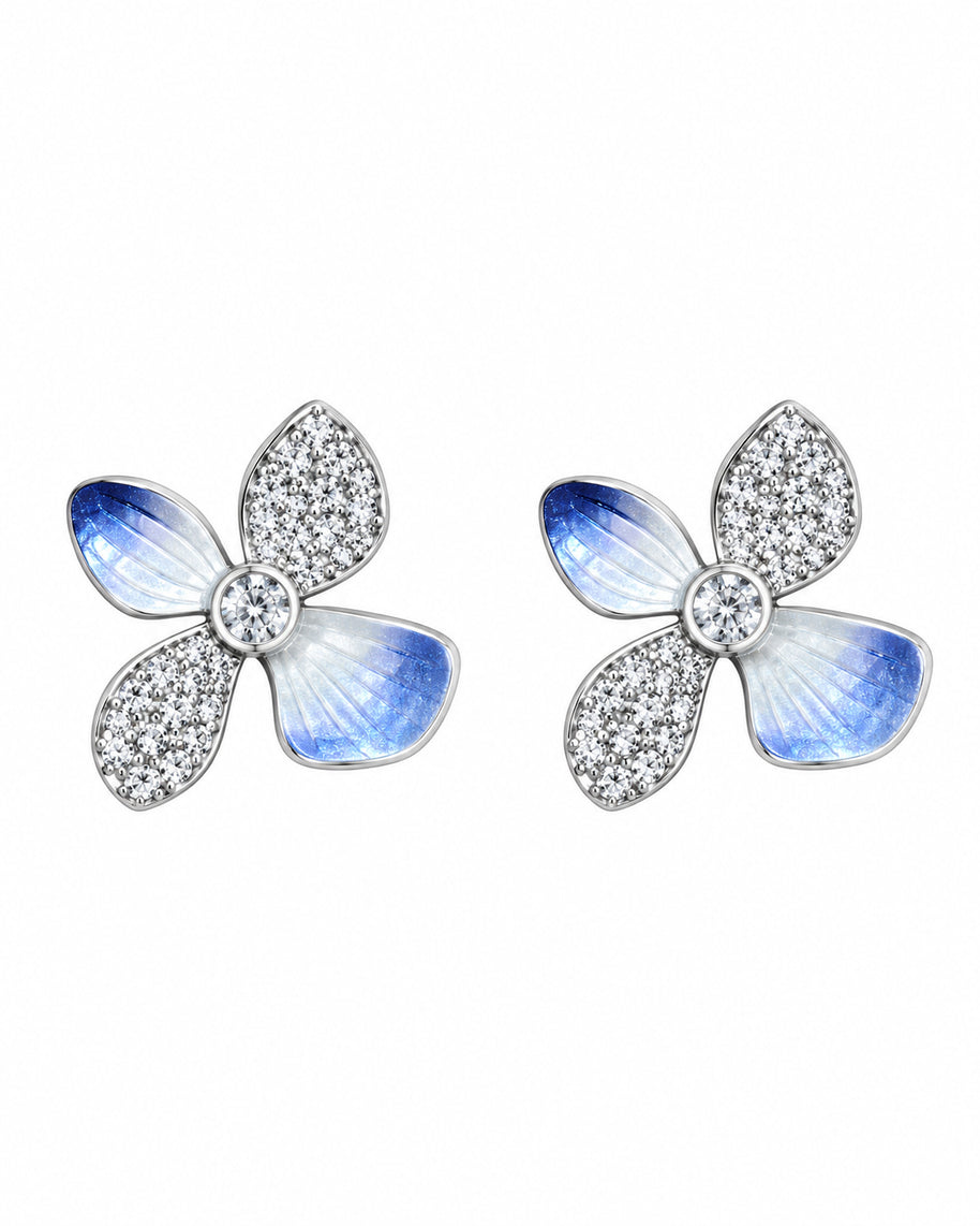 Blue Flutter Blossom Necklace in 92.5 Silver
