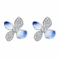Blue Flutter Blossom Necklace in 92.5 Silver