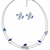 Blue Flutter Blossom Necklace in 92.5 Silver