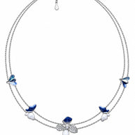 Blue Flutter Blossom Necklace in 92.5 Silver