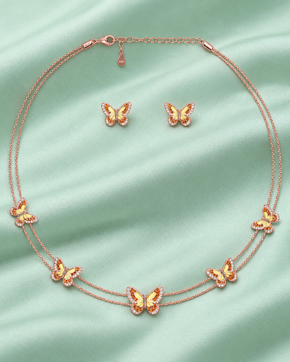 Sunset Butterfly Necklace in 92.5 Silver