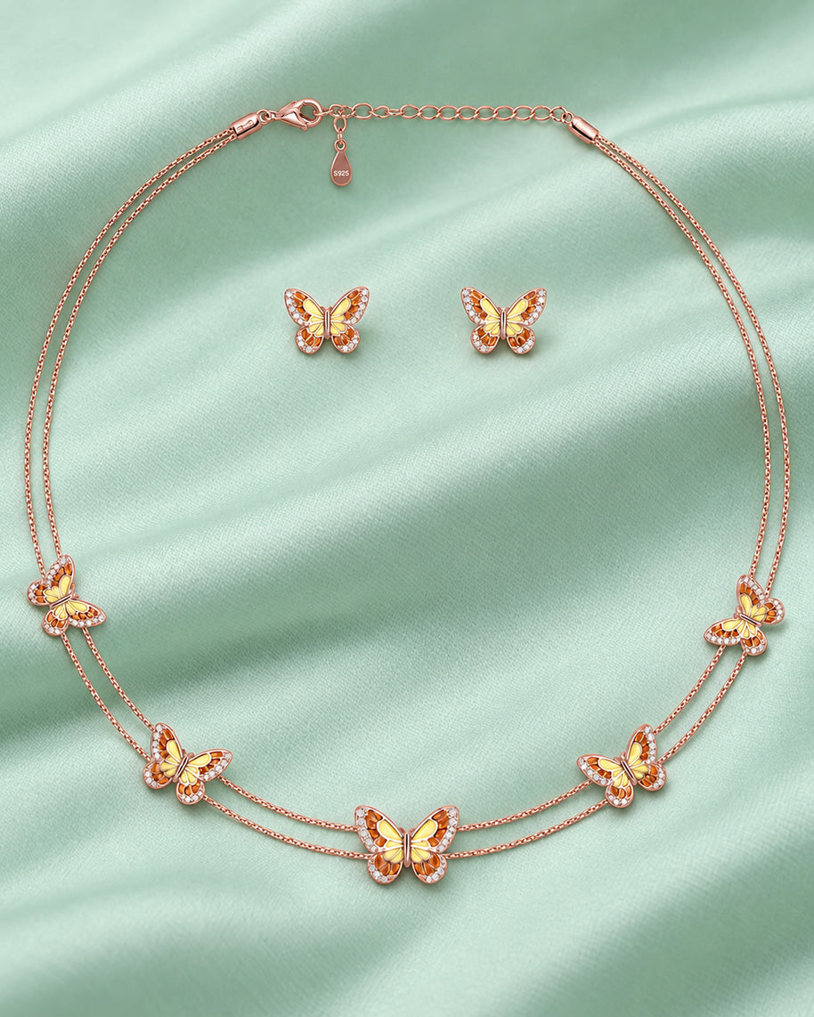 Sunset Butterfly Necklace in 92.5 Silver