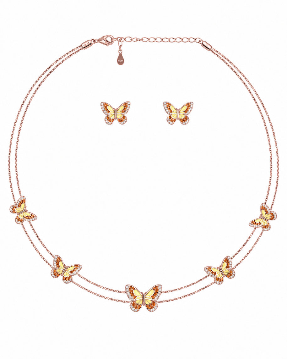 Sunset Butterfly Necklace in 92.5 Silver