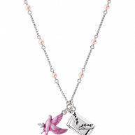 Pink Enamel Love Chain in 92.5 Silver