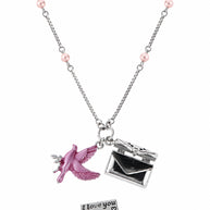 Pink Enamel Love Chain in 92.5 Silver