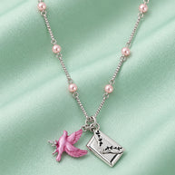 Pink Enamel Love Chain in 92.5 Silver