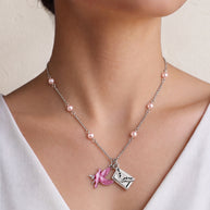 Pink Enamel Love Chain in 92.5 Silver