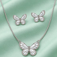 Ivory Butterfly Pendant Set in 92.5 Silver