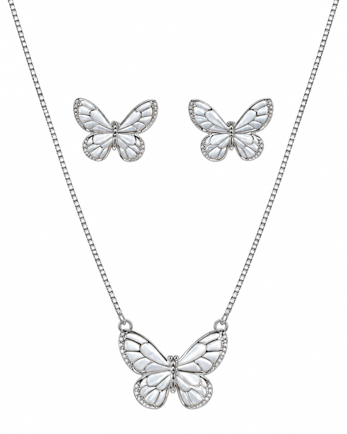 Ivory Butterfly Pendant Set in 92.5 Silver