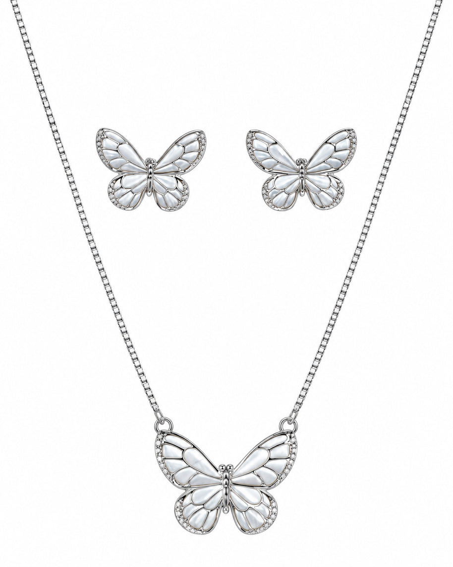 Ivory Butterfly Pendant Set in 92.5 Silver