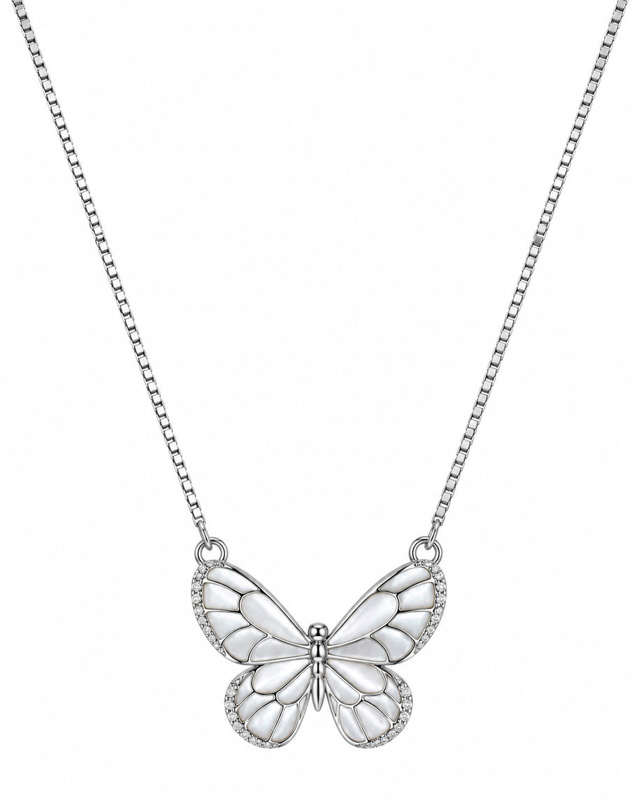 Ivory Butterfly Pendant Set in 92.5 Silver