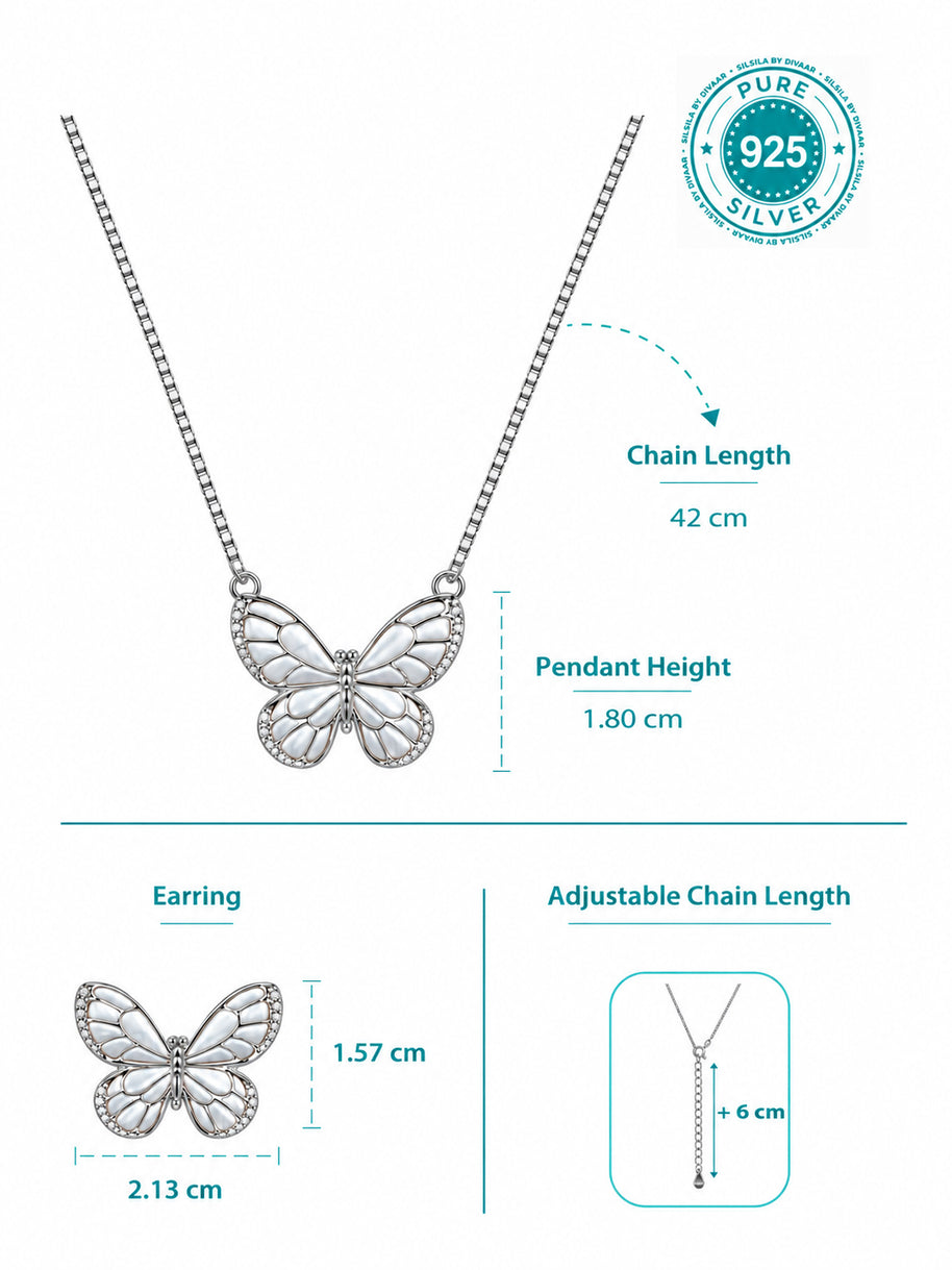 Ivory Butterfly Pendant Set in 92.5 Silver