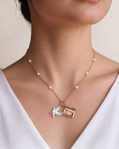 White Pearl Love Chain in 92.5 Silver