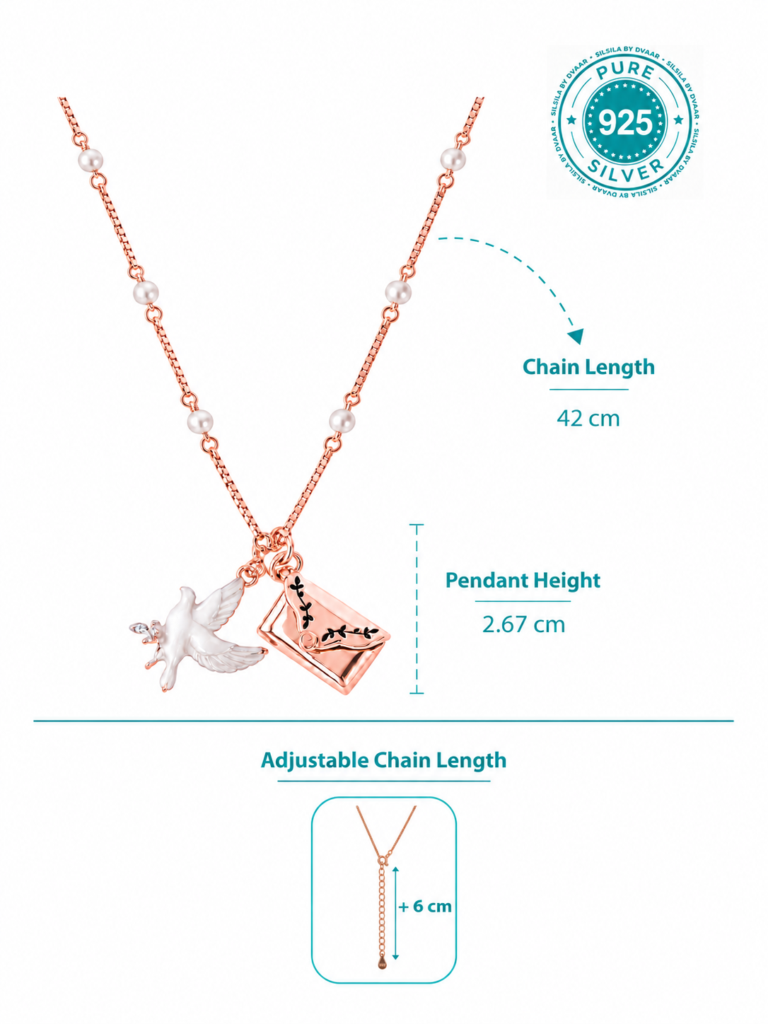 White Pearl Love Chain in 92.5 Silver
