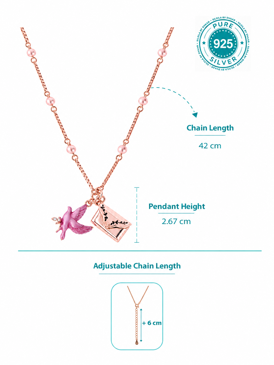 Pink Love Chain in 92.5 Silver