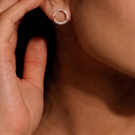 Rose Gold Halo Studs in 92.5 Silver