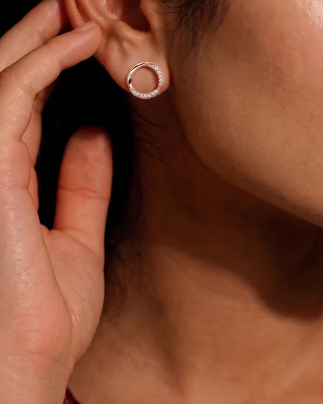 Rose Gold Halo Studs in 92.5 Silver