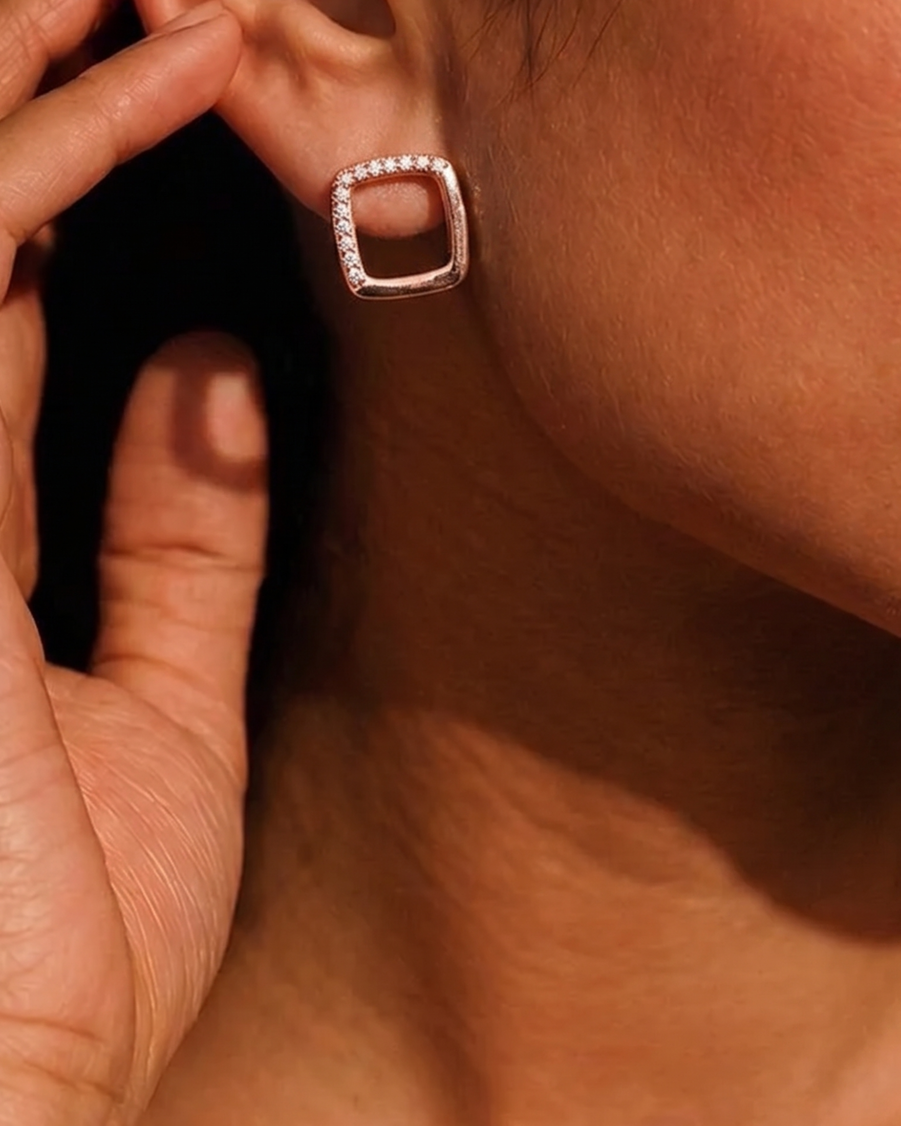 Halo Square Studs in 92.5 Silver