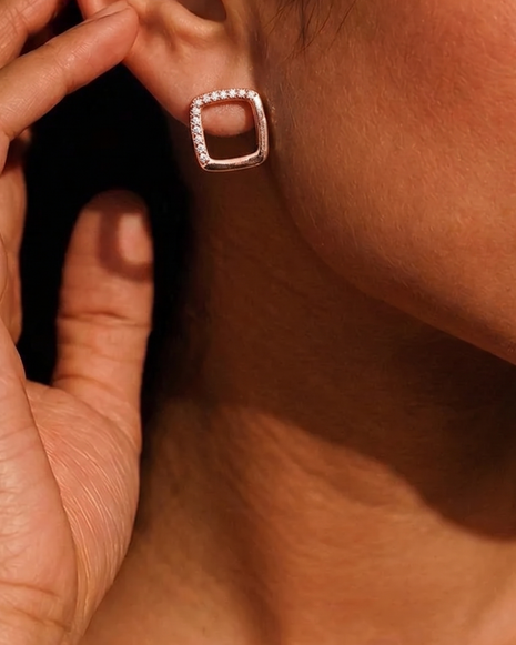 Halo Square Studs in 92.5 Silver