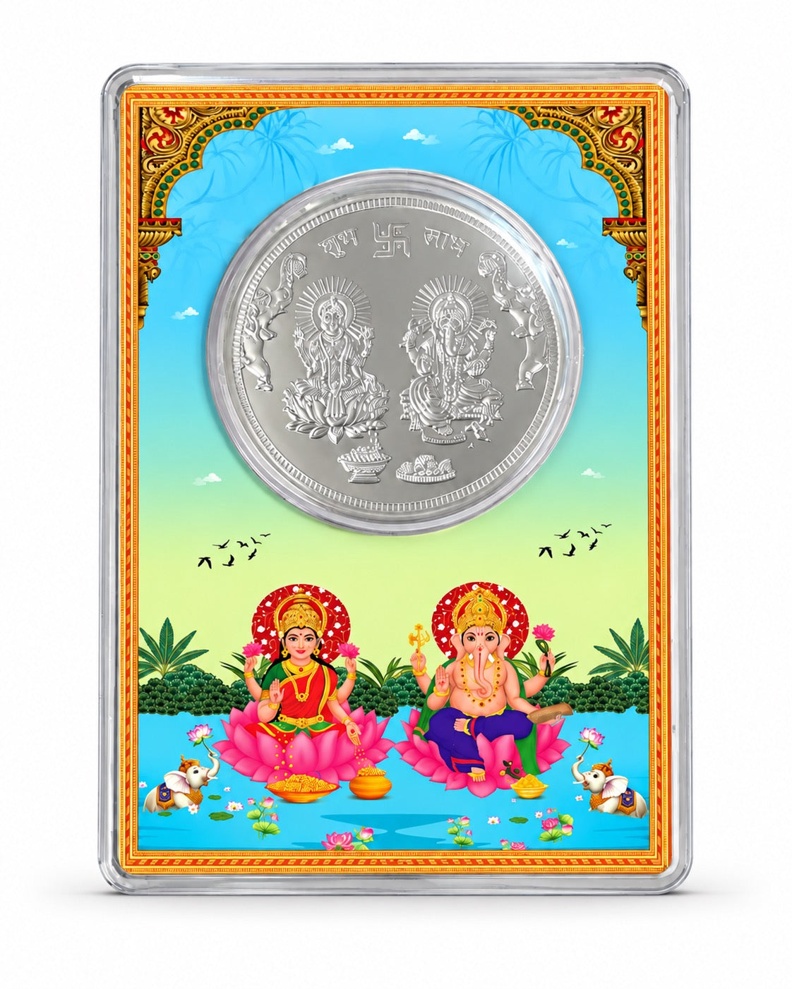 Shubh Labh Lakshmi Ganesha in 999 Silver Coin