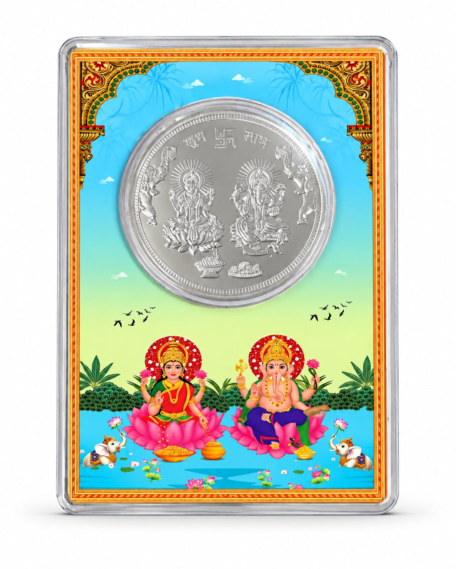 Shubh Labh Lakshmi Ganesha in 999 Silver Coin