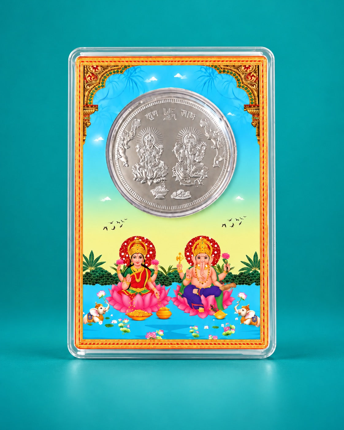 Shubh Labh Lakshmi Ganesha in 999 Silver Coin