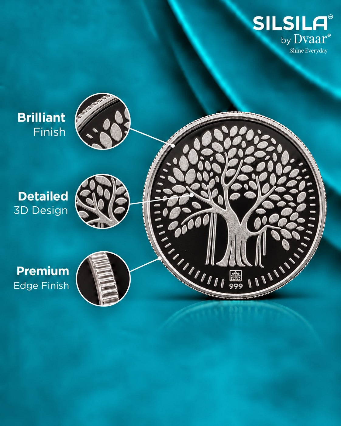 Detailed 999 Pure silver round Coin