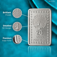 20 grams bar in 999 Silver detailed design
