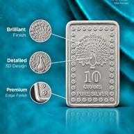 Detailed design 10 grams bar in 999 Silver