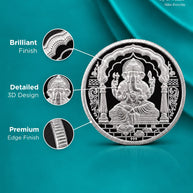 detailed design Ganesha Coin in 999 Silver