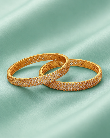 Golden Grace: Micro Stone Bangles in 92.5 Silver
