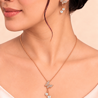 Pearl Wing Pendant Set in 92.5 Silver
