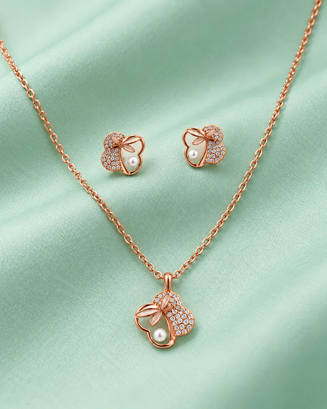 Butterfly Bloom Pendant Set in 92.5 Silver