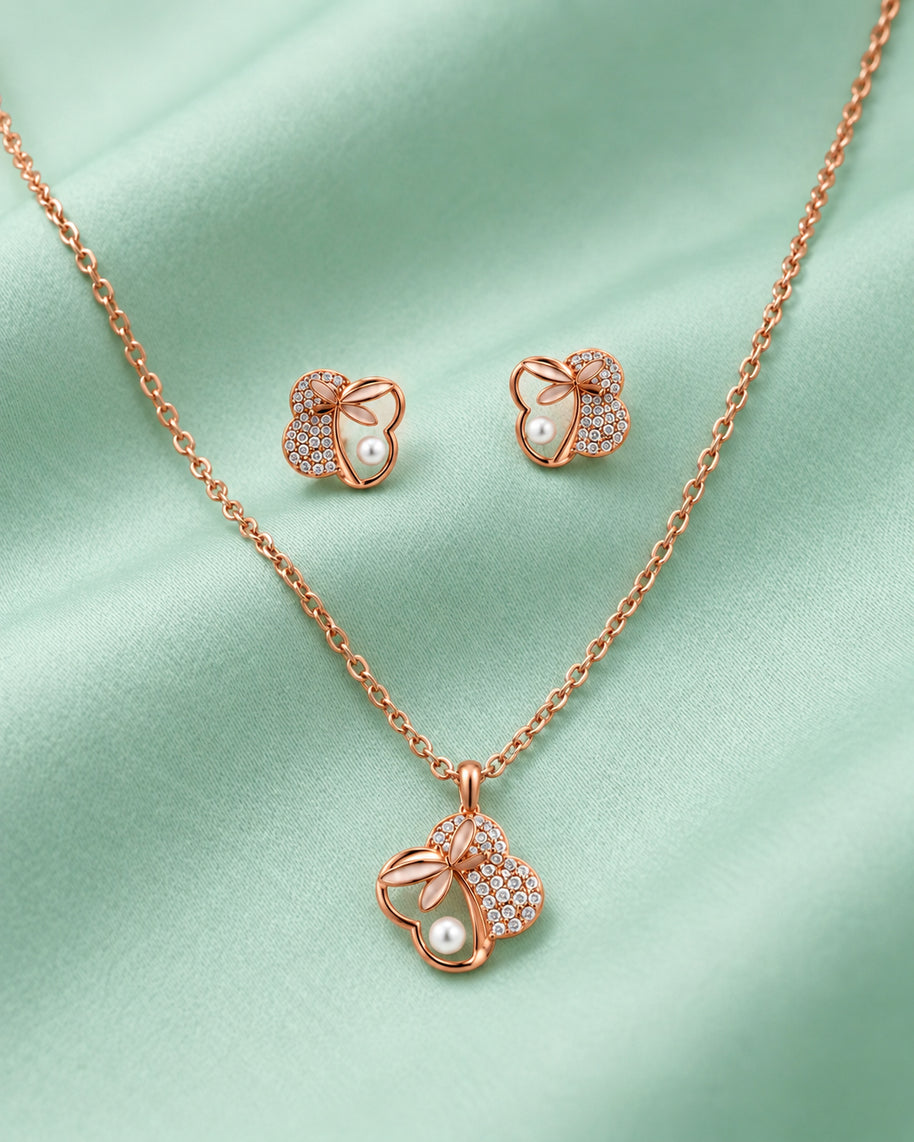 Butterfly Bloom Pendant Set in 92.5 Silver