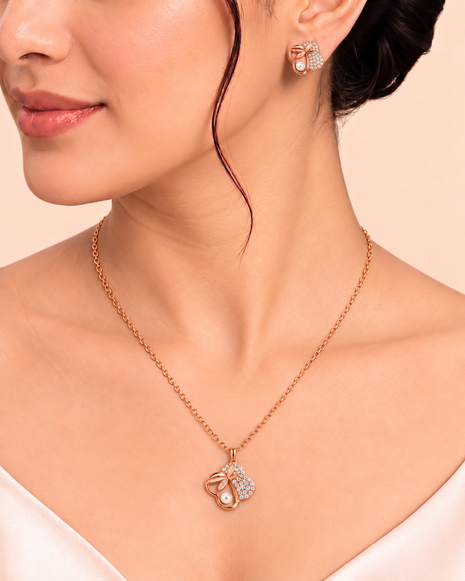 Butterfly Bloom Pendant Set in 92.5 Silver