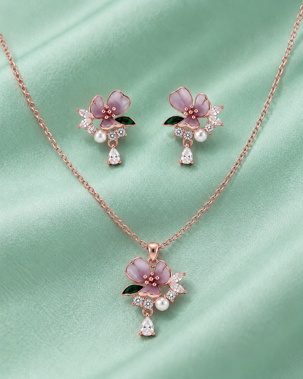 Enchanted Floral Pendant Set in 92.5 Silver