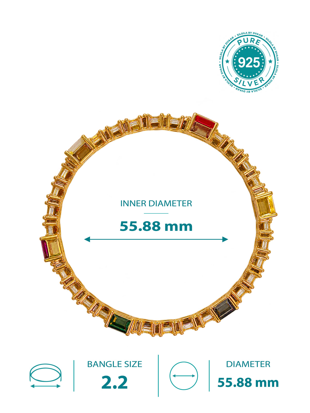 Navratna Bangles in 92.5 Silver