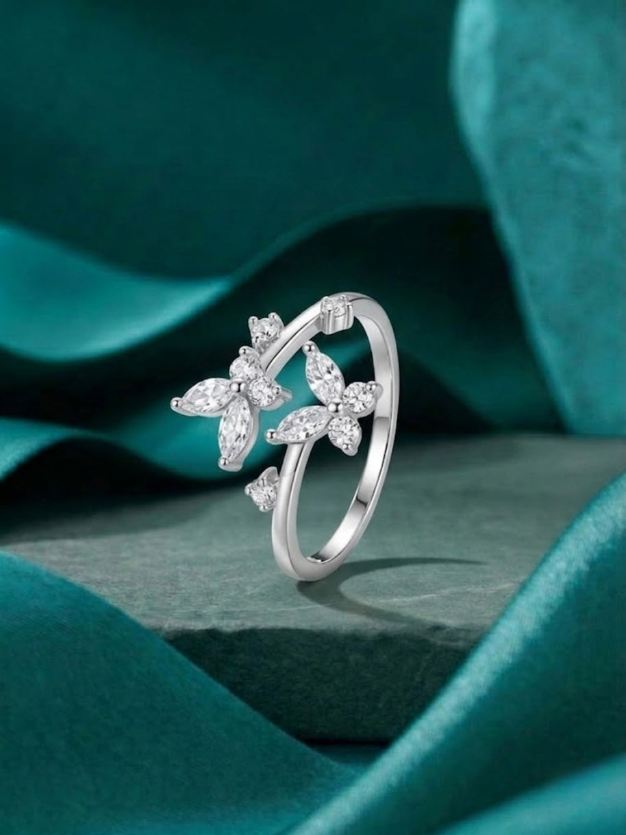 Wings Adjustable Ring in 92.5 Silver - Silsila by Dvaar